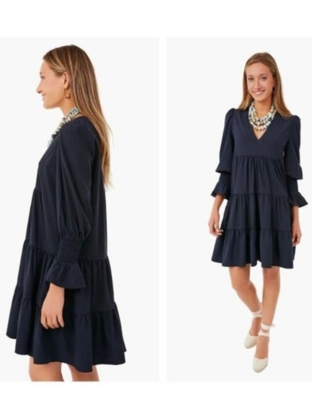 Pomander Place NEW Kenzo Crepe Relaxed Fit Tiered Mini Dress in‎ Navy Size XXXL